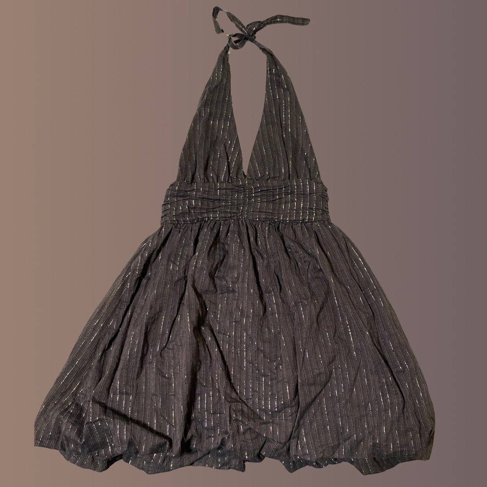 Alice + Olivia Metallic Halter Bubble Mini Dress
